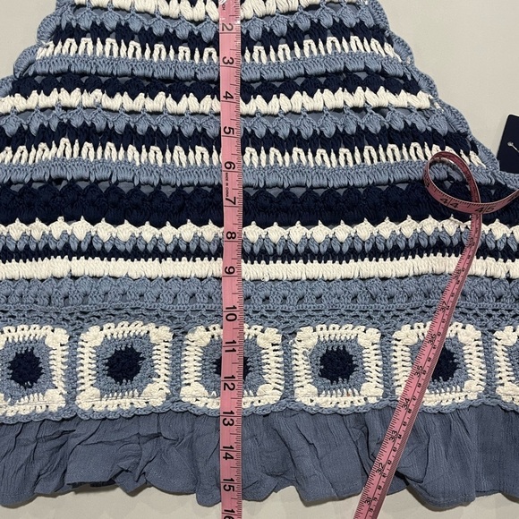 Lucky Brand Navy and White Crochet Crop halter top size XXL - Picture 7 of 9